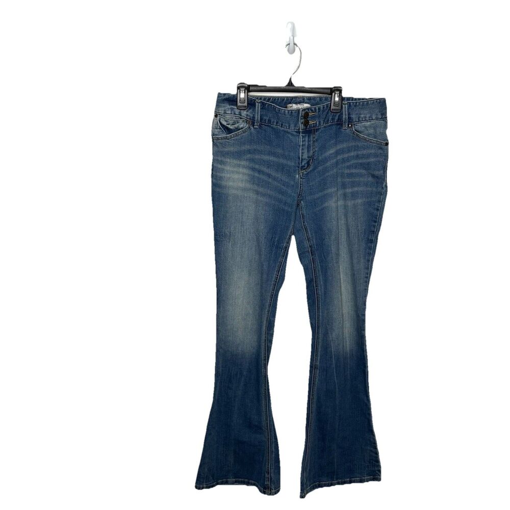 Free People Blue Flare Mid Rise Stretch Denim Jeans Boho Size 30 Womens
